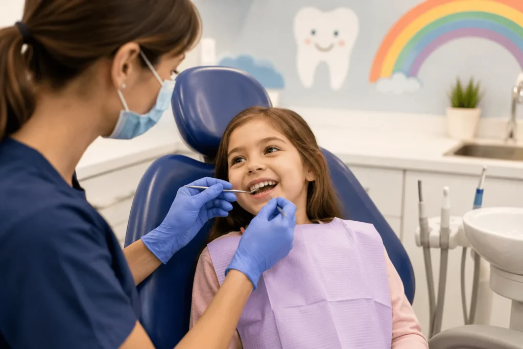 Child at a check-up with North Ryde children's dentist